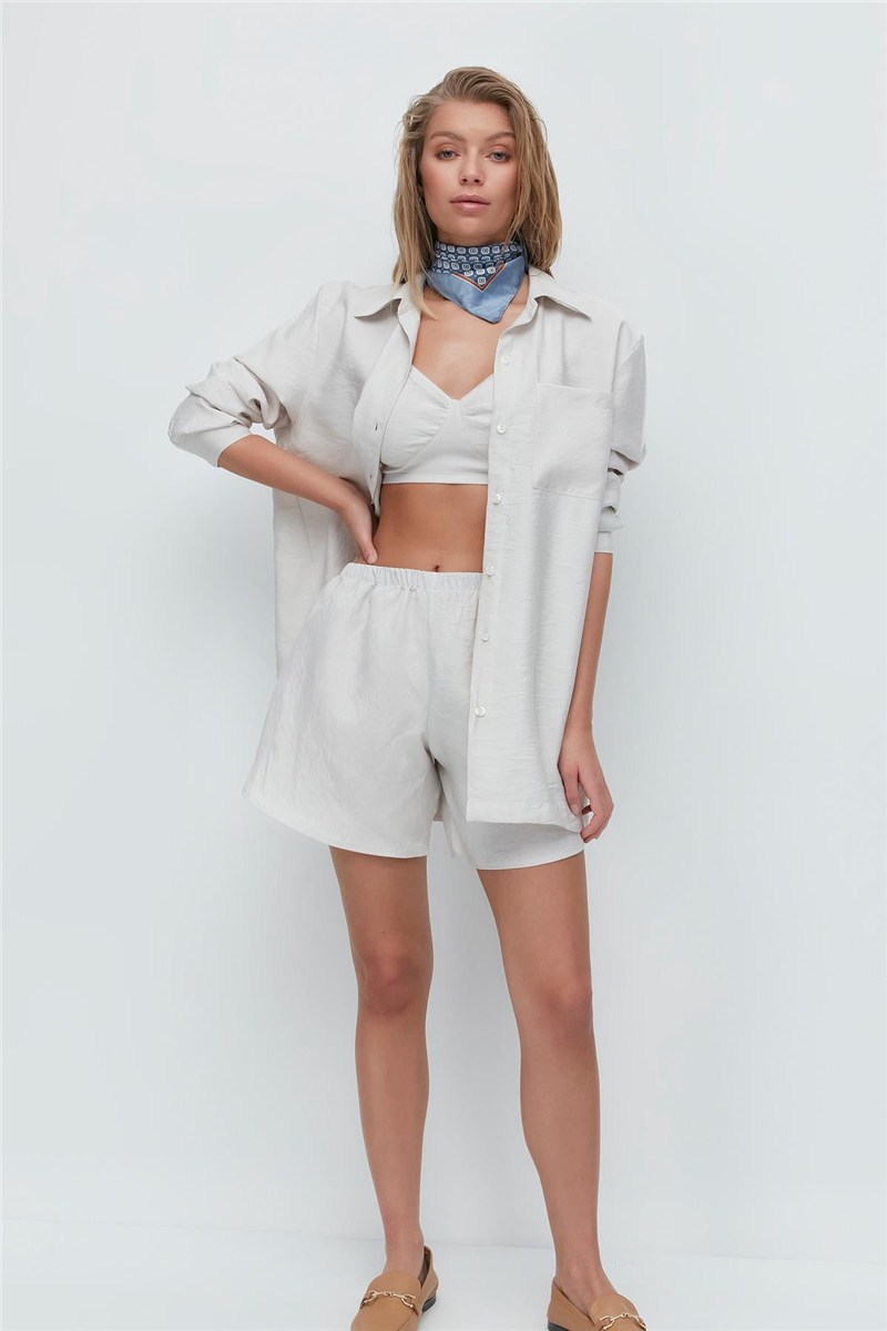Long Sleeve Shirt Shorts 3-Piece Set 9147  #451369