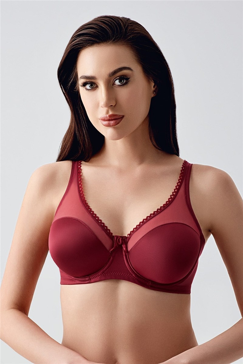 Tül Detay Minimizer Sütyen C12304 Bordo  #452495