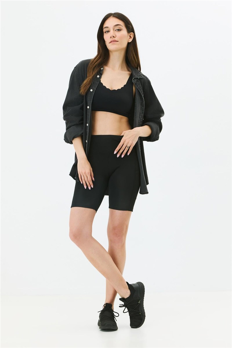 High-Waisted Double-Pocket Short Leggings 9417  #452141