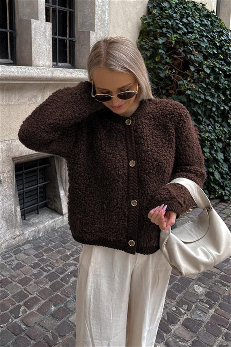 Women's Bouclé Cardigan MG1949 - Brown #410058