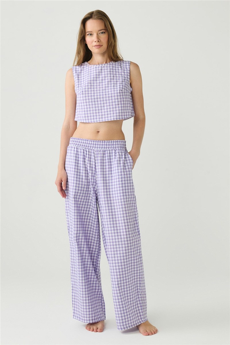 DayJamas Pötikare Crop Pantolon Takım Lila  #452623