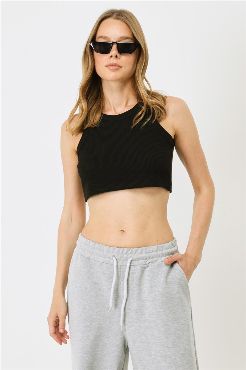 Women's Halter Neck Ribbed Stretch Mini Crop Tank Top 924  #451551