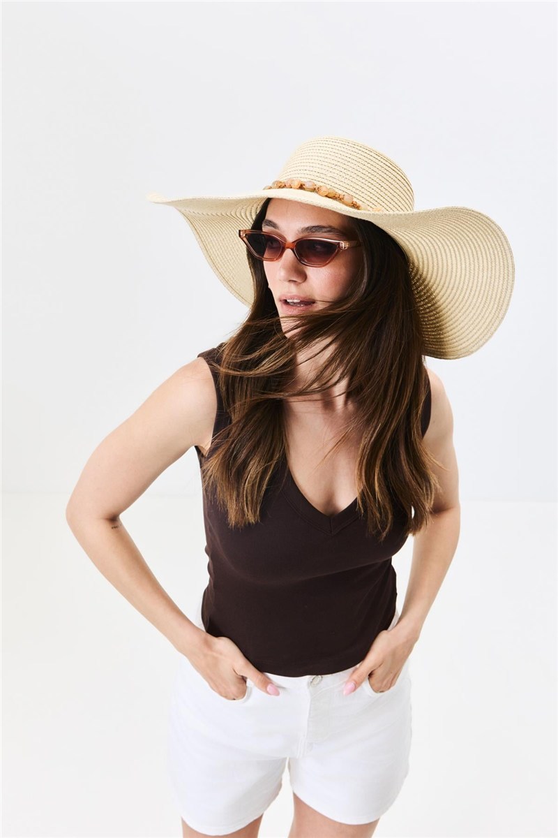 Wide Brim Straw Beach Hat Y25730-12  #451916