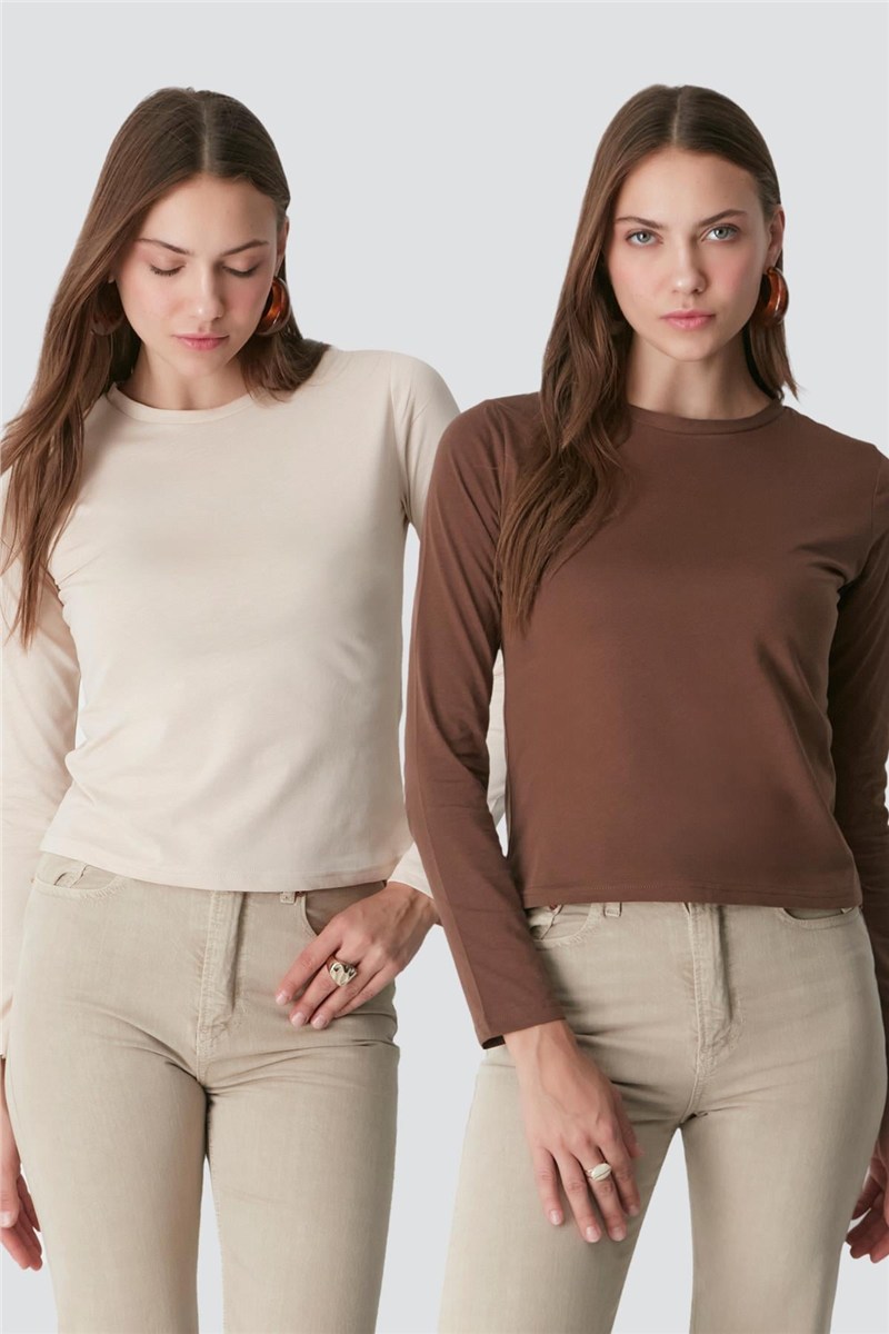 Crew Neck Long Sleeve 2-Pack Basic T-Shirt 955  #451397