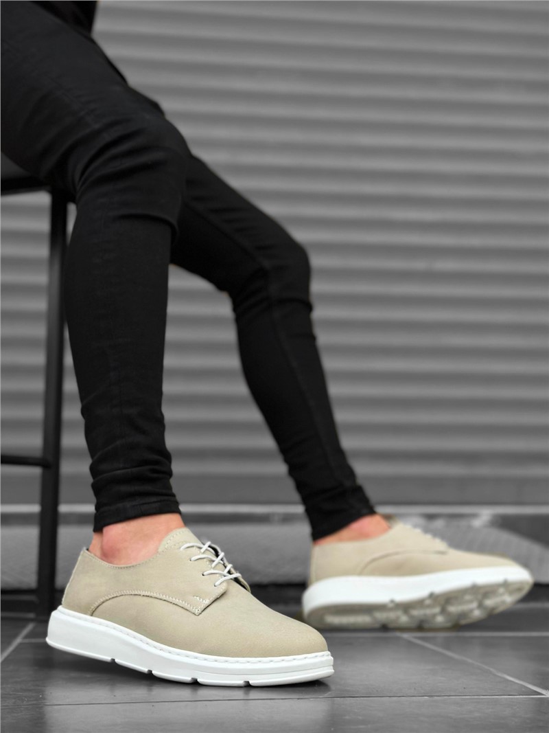 męskie sznurowane buty- ecru #383533