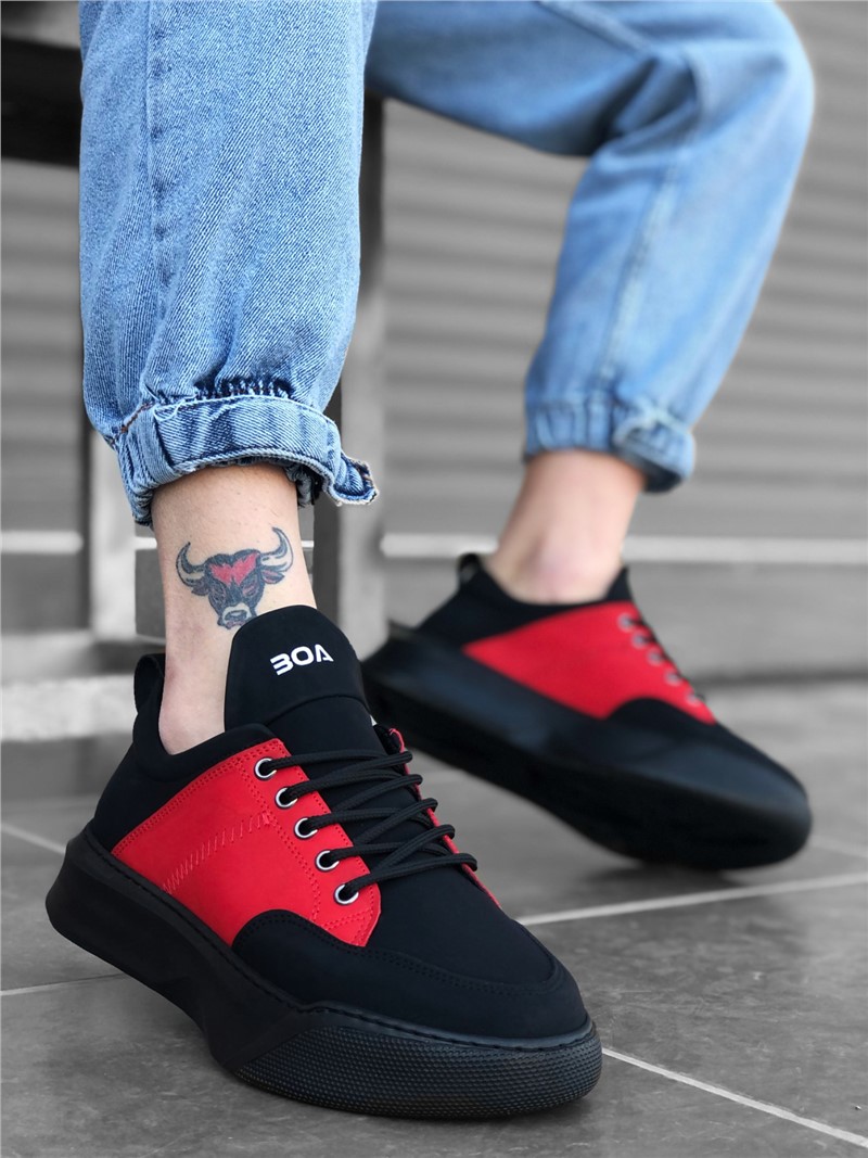 Męskie buty sportowe BA0163 - Czarny z Czerwonym # 322324