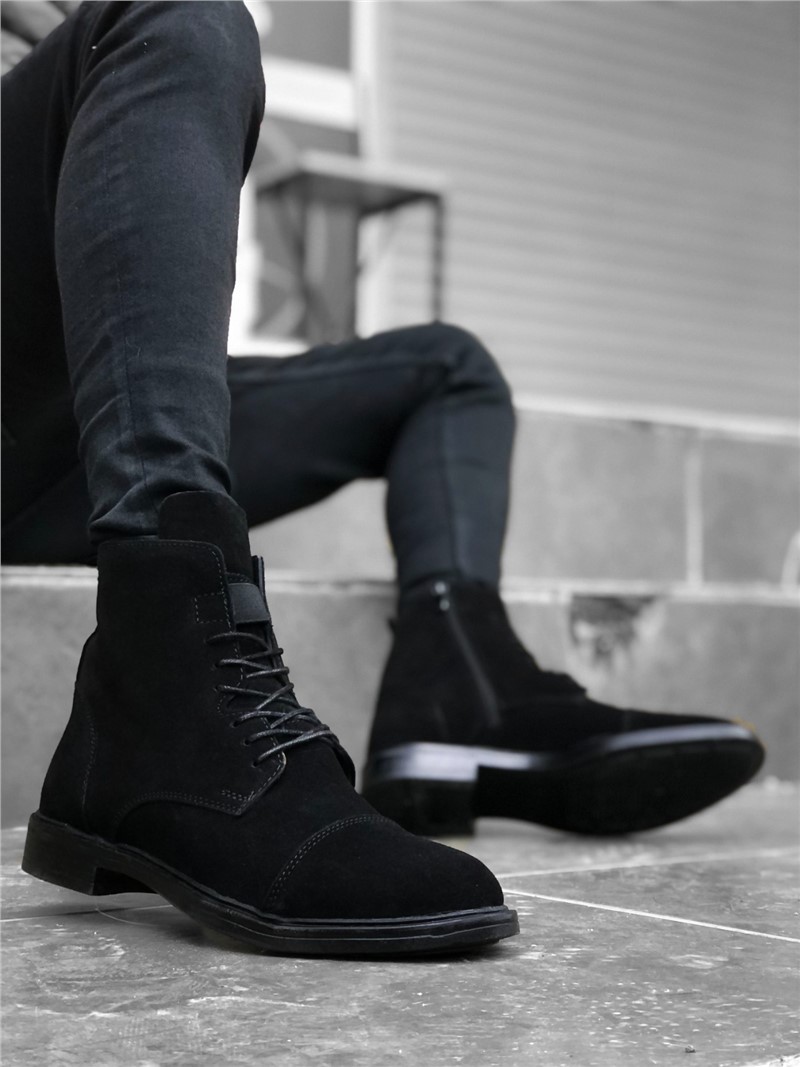Męskie buty zamszowe BA0188 - Czarny #323556