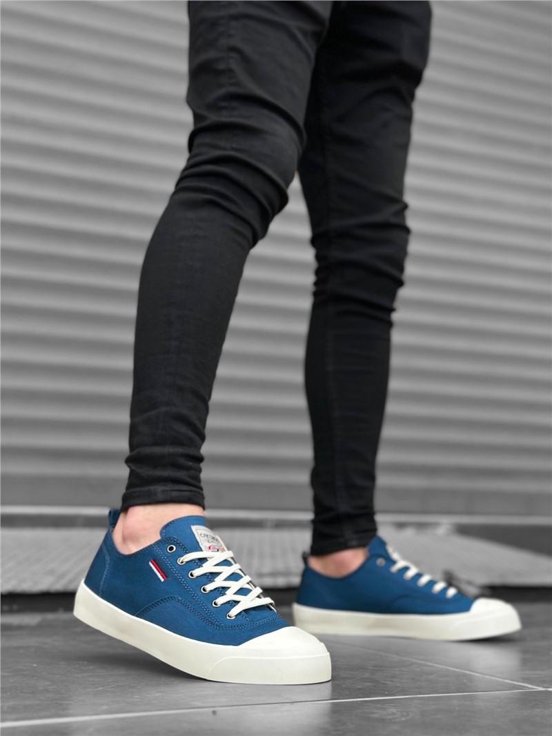 Męskie buty sznurowane na co dzień BA0223 - Niebieskie #382090