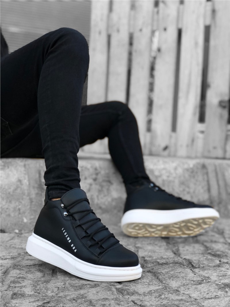 Męskie sznurowane buty sportowe BA0312 - czarne #362663