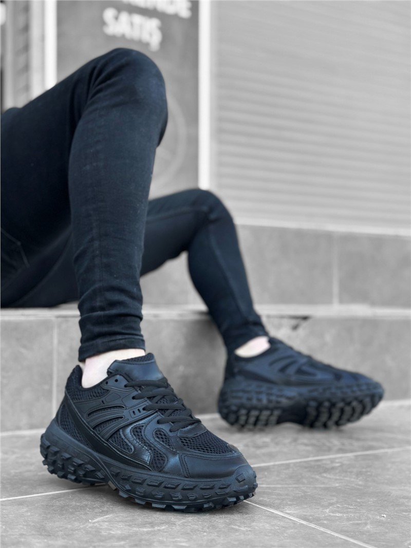 Męskie buty sportowe ze sznurowadłami BA0592 — czarny #371321