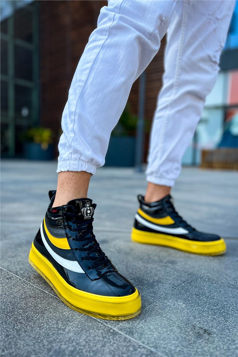 Męskie sznurowane buty CH973 - żółte #385137