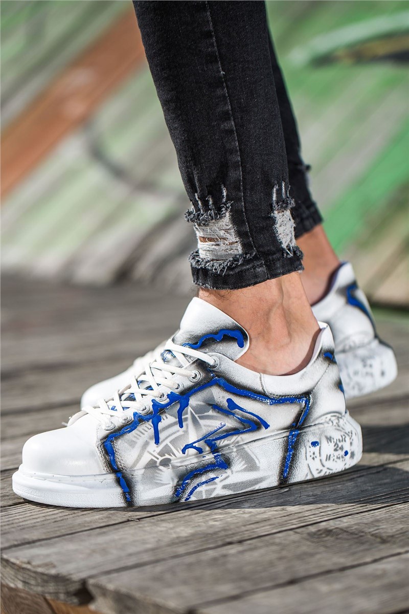 Chekich Unisex Shoes CH254 - White with Blue #359799