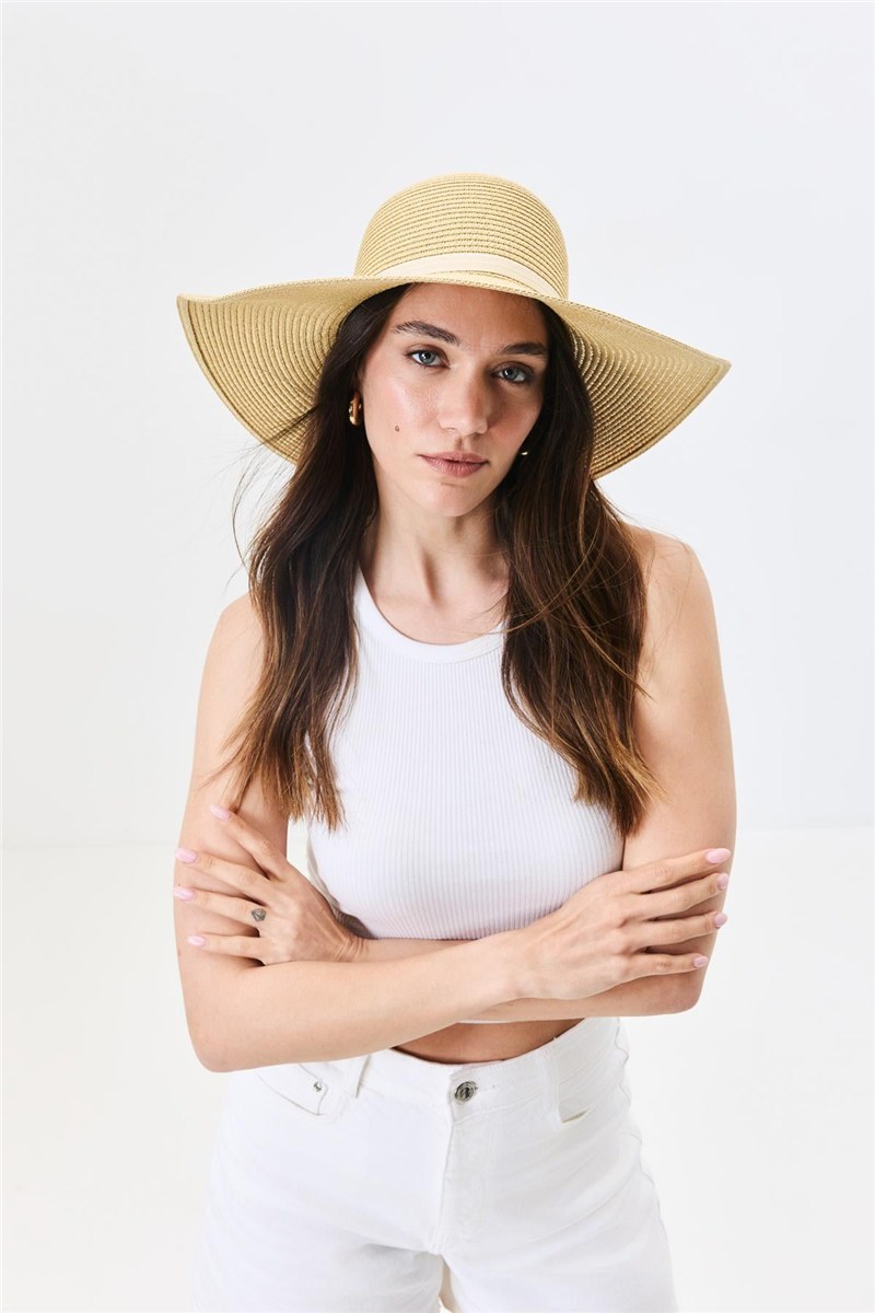 Wide Brim Straw Beach Hat Y25730-02  #451885