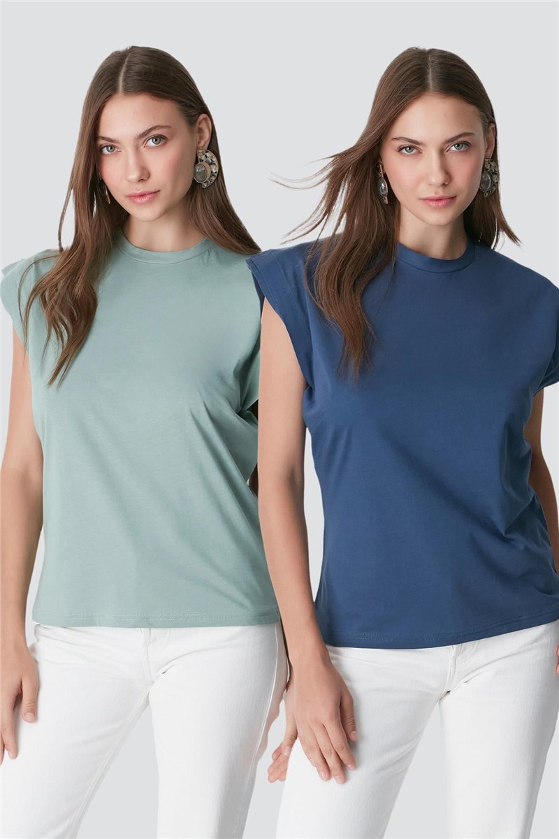 Round Neck Short Sleeve 2-Pack Basic T-Shirt 958  #451413