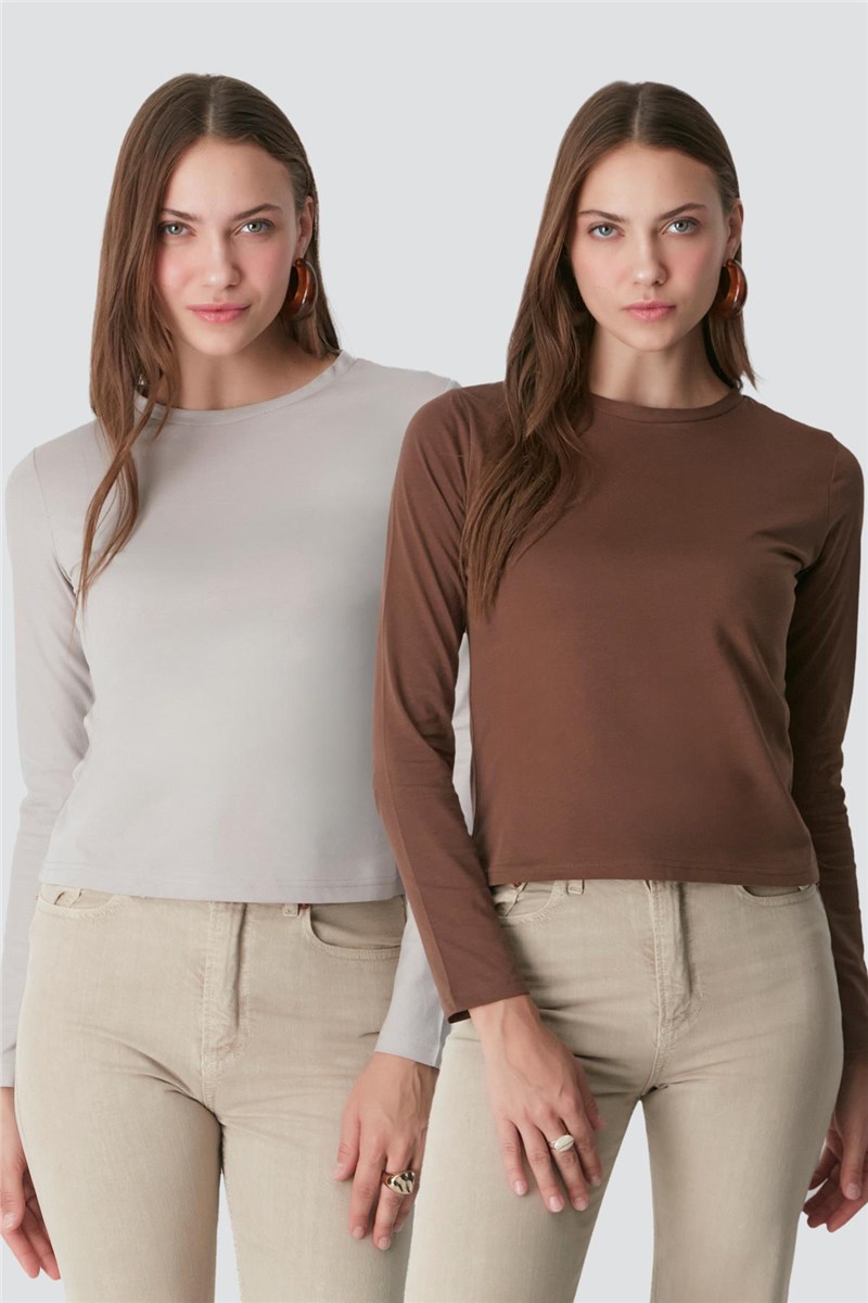 Crew Neck Long Sleeve 2-Pack Basic T-Shirt 955  #451398