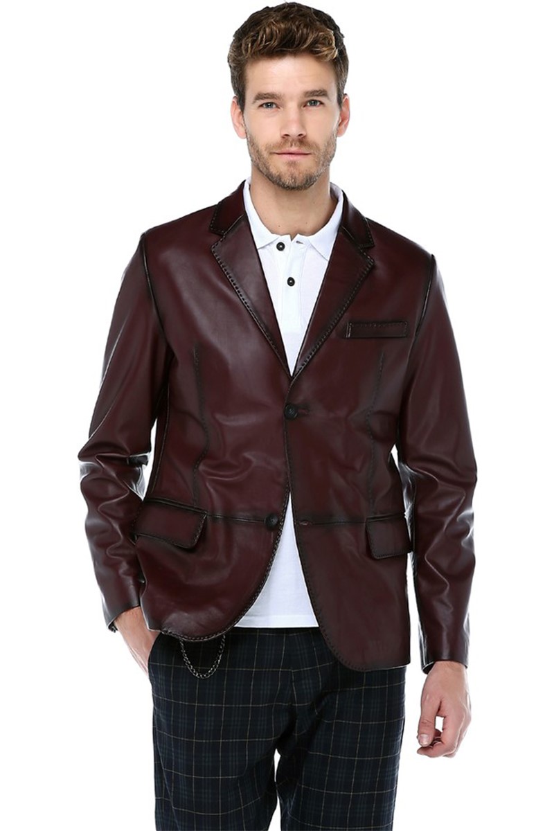 DERİCLUB PC BLAZER típusú férfi bőrdzseki - Bordó #318391
