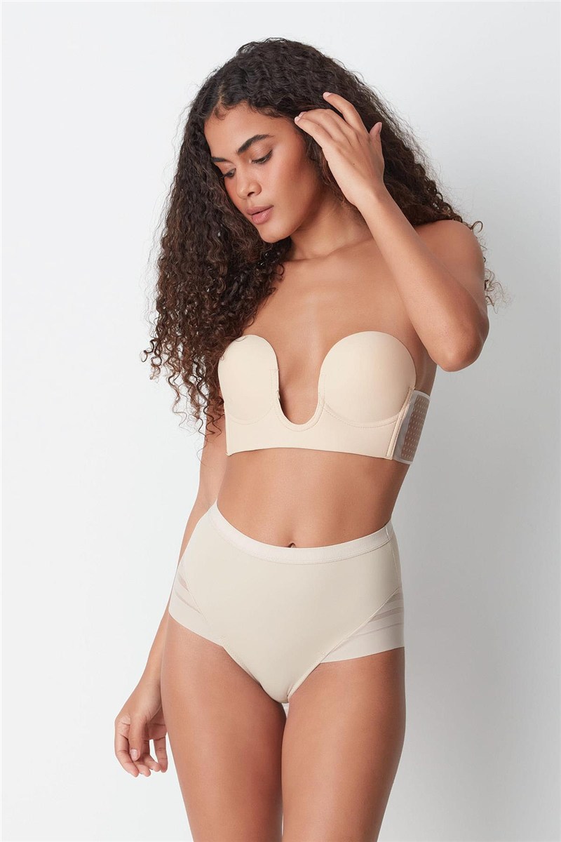 High-Waisted Corseted Panties with Tulle Detail C19301  #451374