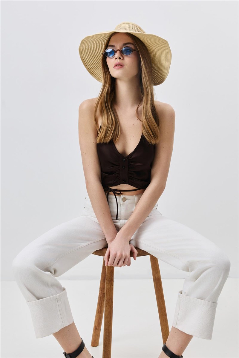Bow Detailed Straw Visor Hat Y8207  #452017