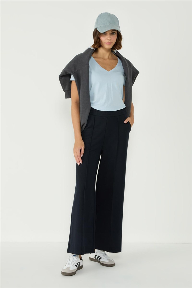 Women's Palazzo Sweatpants With Stitching Detail 746  #451630