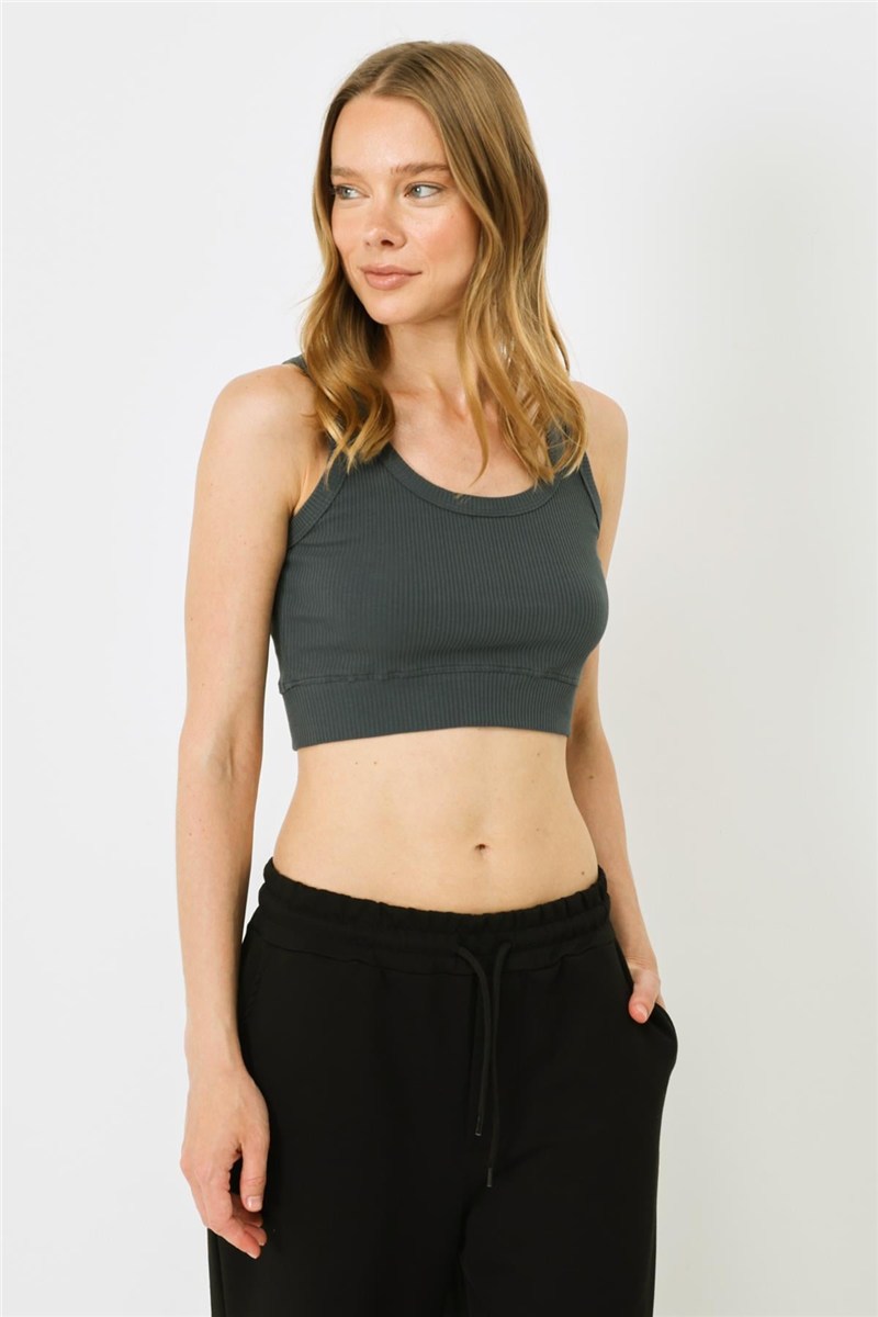 Women's Spaghetti Strap Crop Ribbed Stretch Knit Tank Top 926  #451558