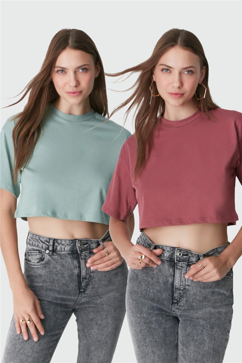 Round Neck 2-Pack Crop T-Shirt 959  #451419