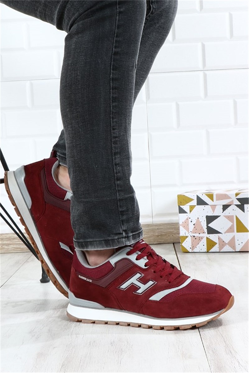 Męskie buty sportowe ze skóry naturalnej Hammer Jack - Ciemnoczerwone #368461