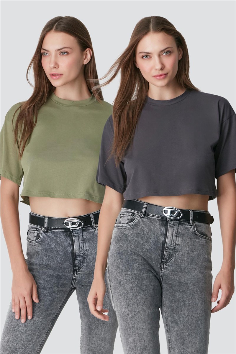 Round Neck 2-Pack Crop T-Shirt 959  #451417