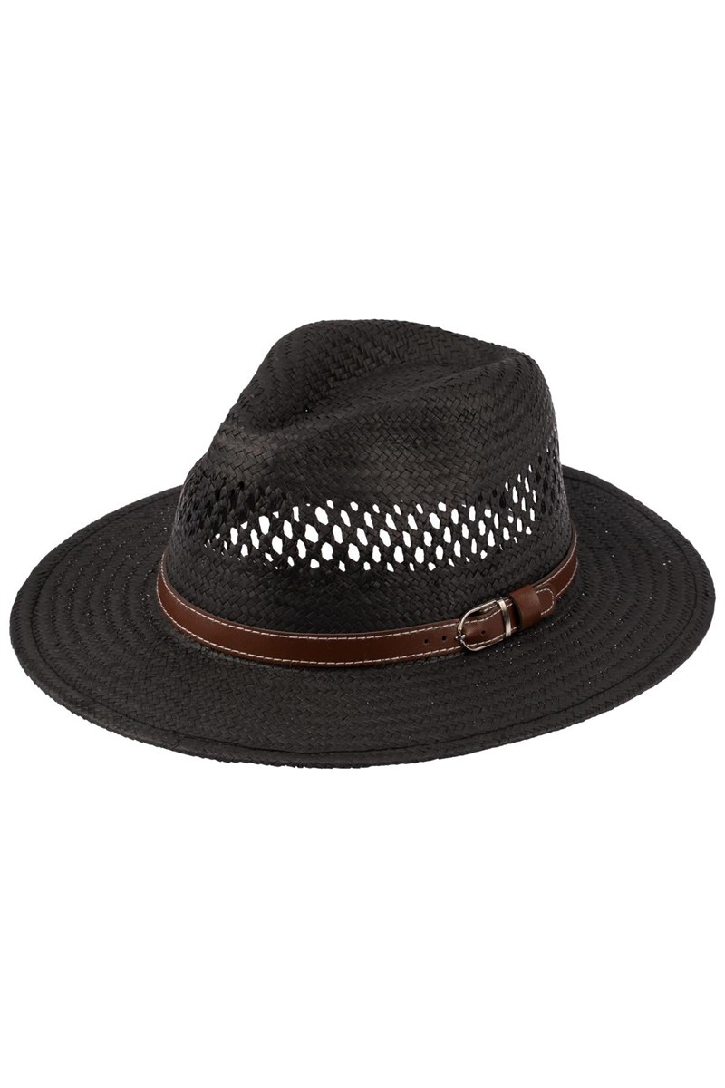 Men Wide Brim Straw Hat With Belt Detail Y25750-06  #451976