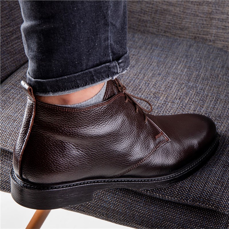 Ducavelli Men's Genuine Leather Casual Boots - Dark Brown #363782