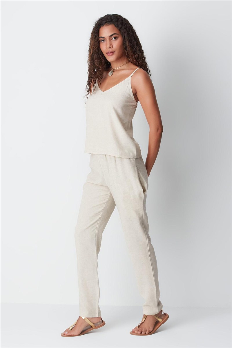 Linen String Strap Tank Set 9160  #451370