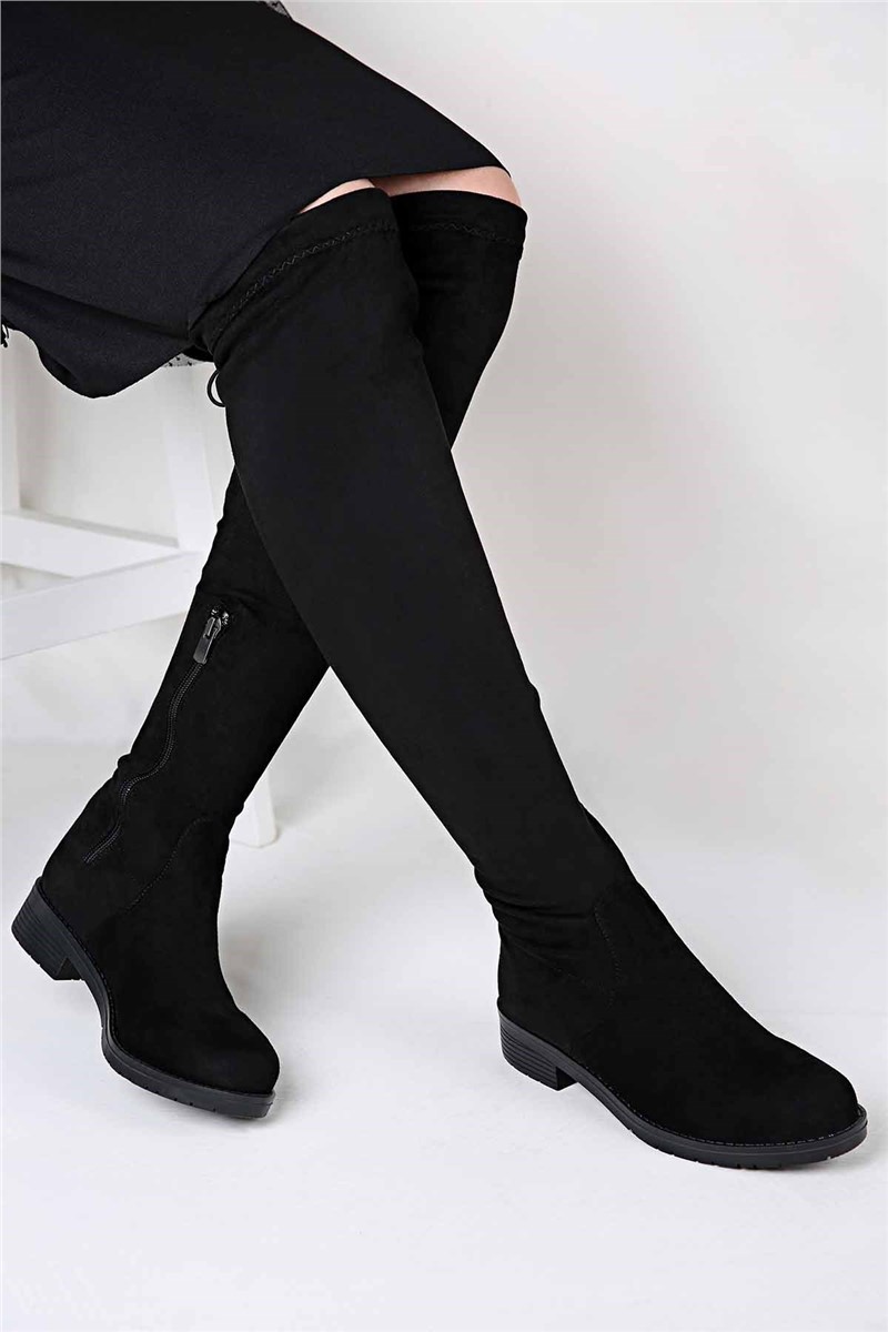 Női velúr csizma - fekete #319855