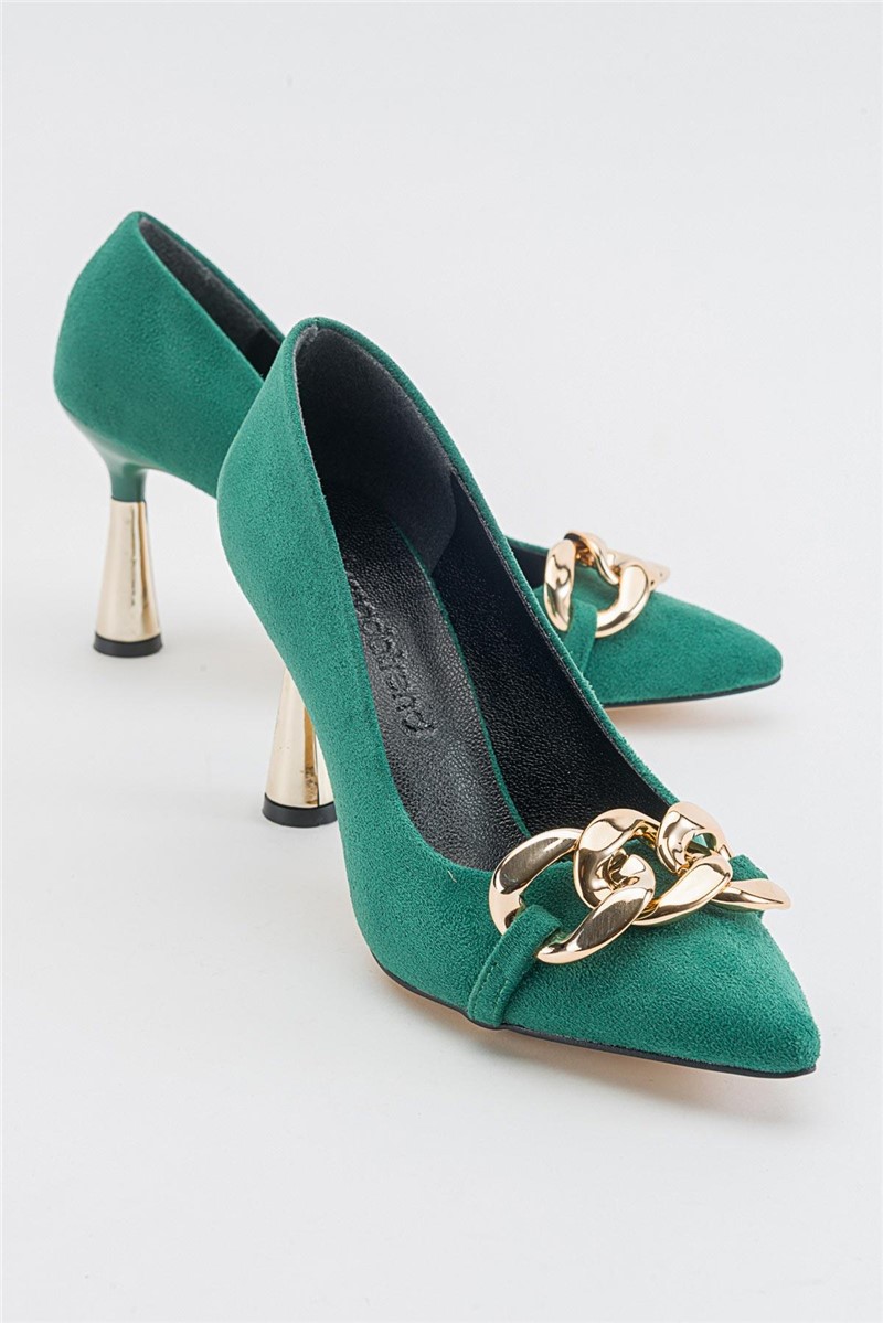 Damskie Zamszowe Buty Na Obcasie - Zielony - 371282