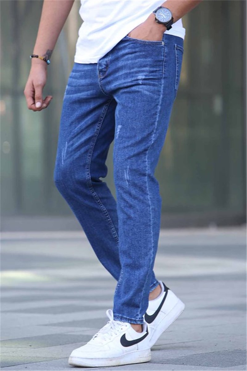 Męskie spodnie Skinny Fit T6315 - Granatowe #362301