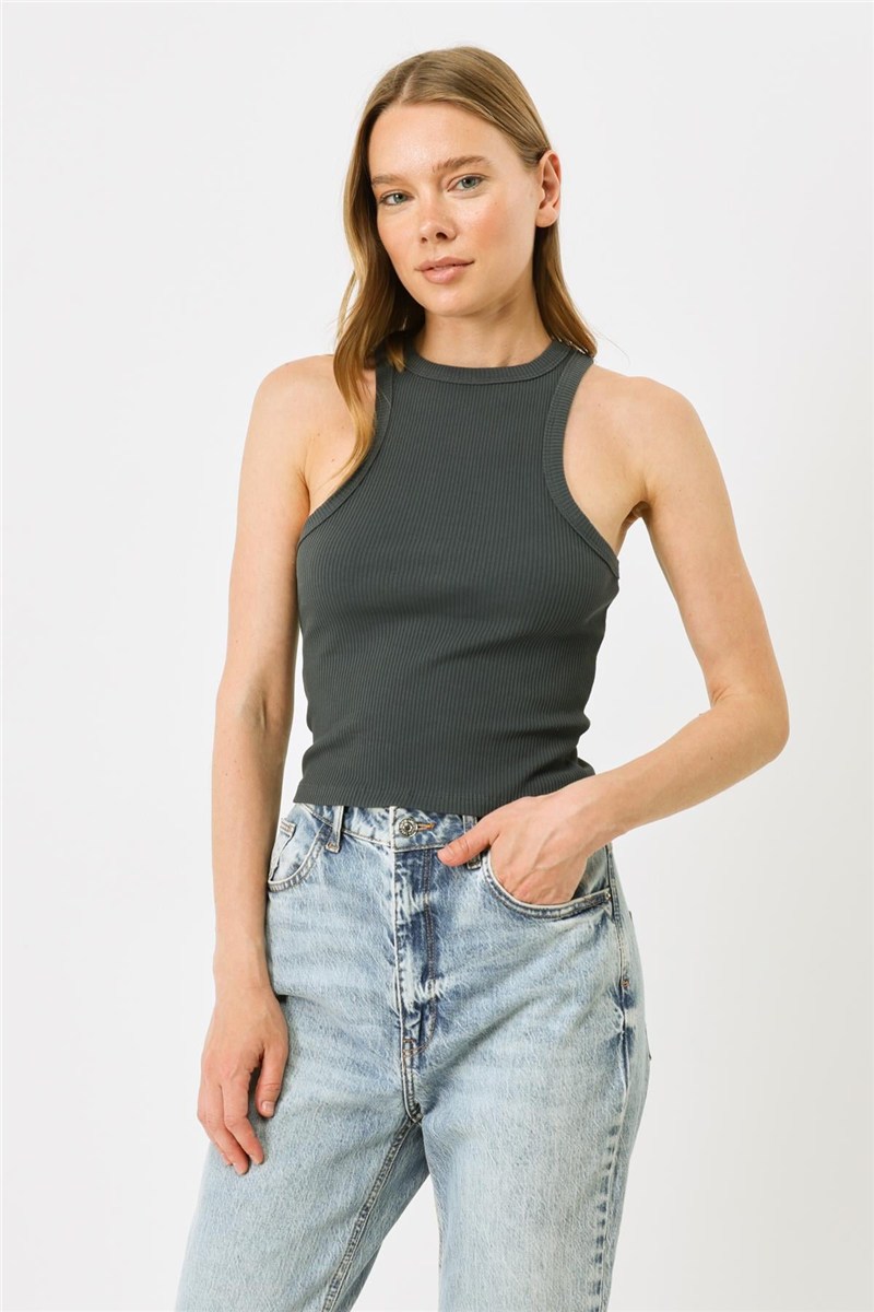 Women's Halter Neck Ribbed Stretch Long Tank Top 923  #451548