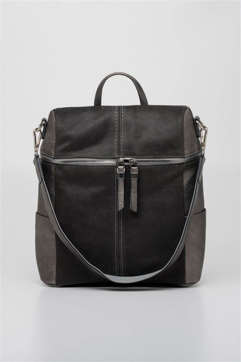 Rucsac din piele intoarsa naturala pentru femei LILLY-S - negru #382085
