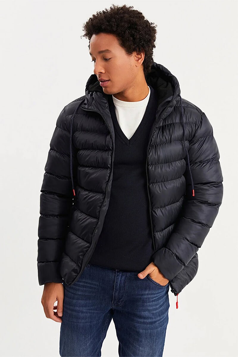 DM-190 Men's Hooded Jacket - Navy Blue