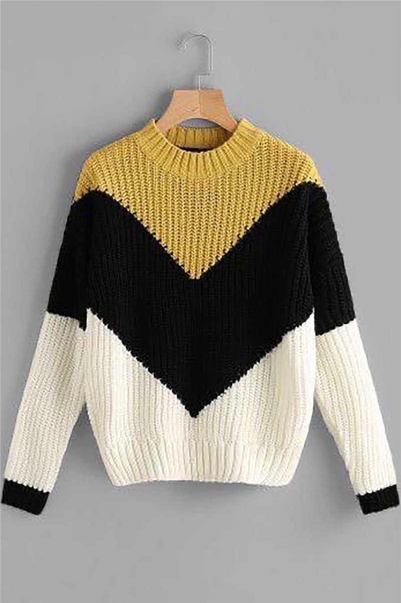 Madmext Women's Jumper - Yellow, Black, Cream #289679