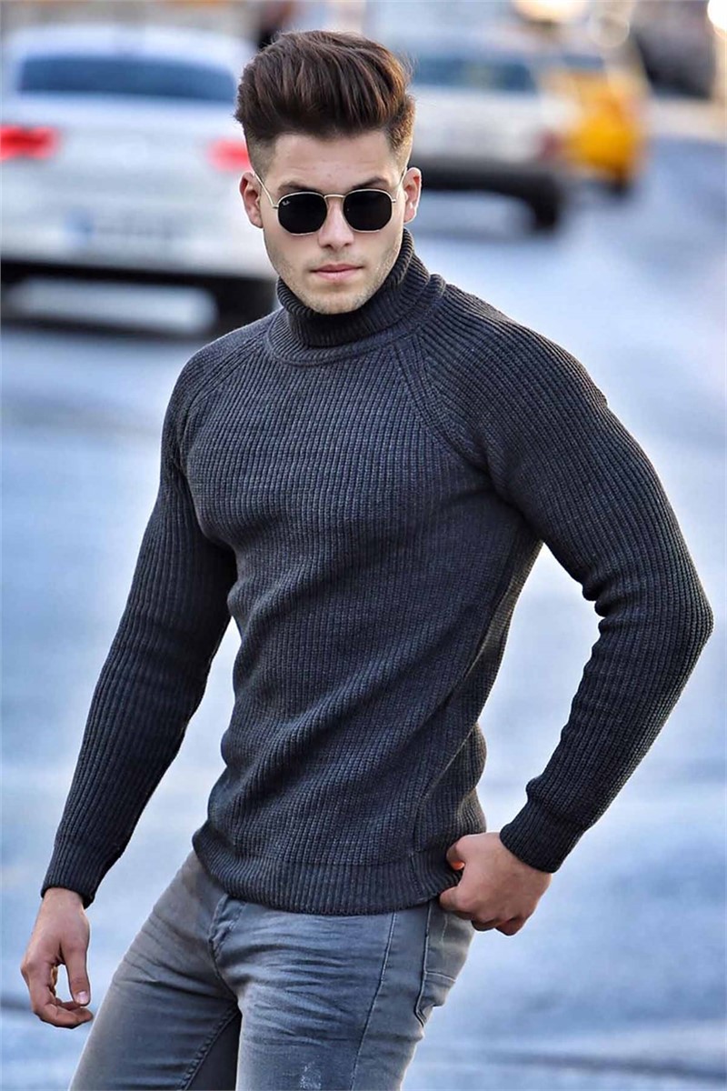 Pánsky sveter 4355 - Tmavošedý 286653