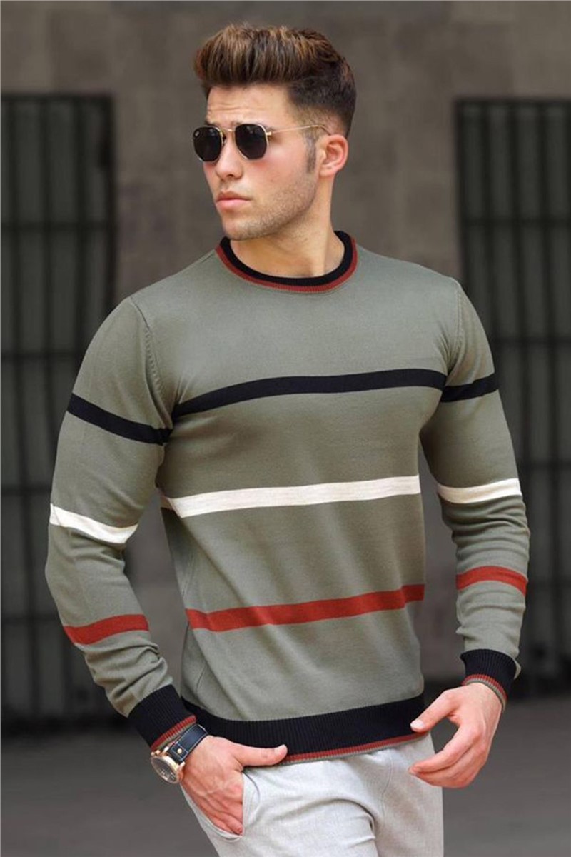 Sweter męski - 5171 - Khaki # 310573