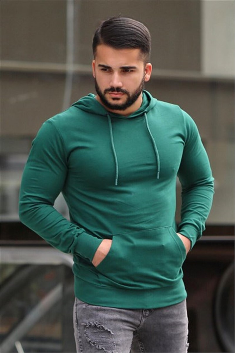 Męska bluza z kapturem 4117 - khaki #326631