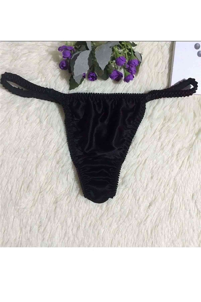 Erotic satin thong - Black # 310183