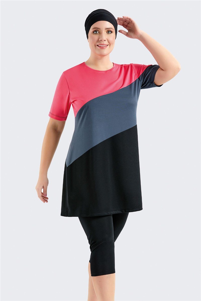 Plus Size Short Sleeve Leggings Covered Burkini Swimwear C11206  #451245