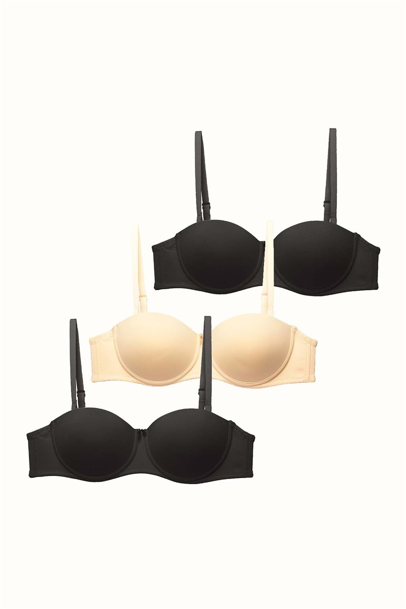 3-Pack Push Up Straples Knitted Bra C37055  #451785