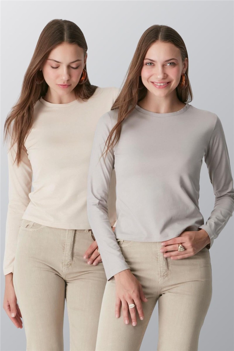 Crew Neck Long Sleeve 2-Pack Basic T-Shirt 955  #451490