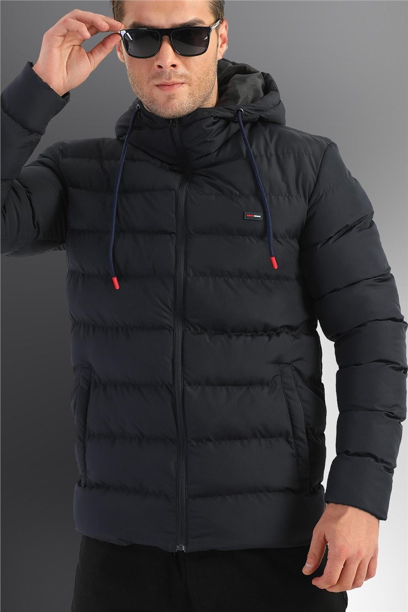 Pánska bunda s kapucňou DM-190 – tmavomodrá #408303