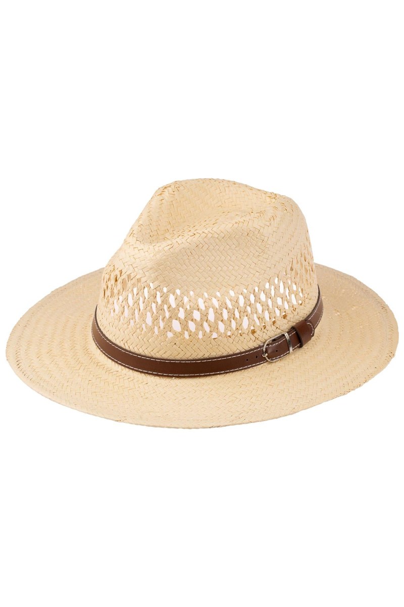 Men Wide Brim Straw Hat With Belt Detail Y25750-06  #451978