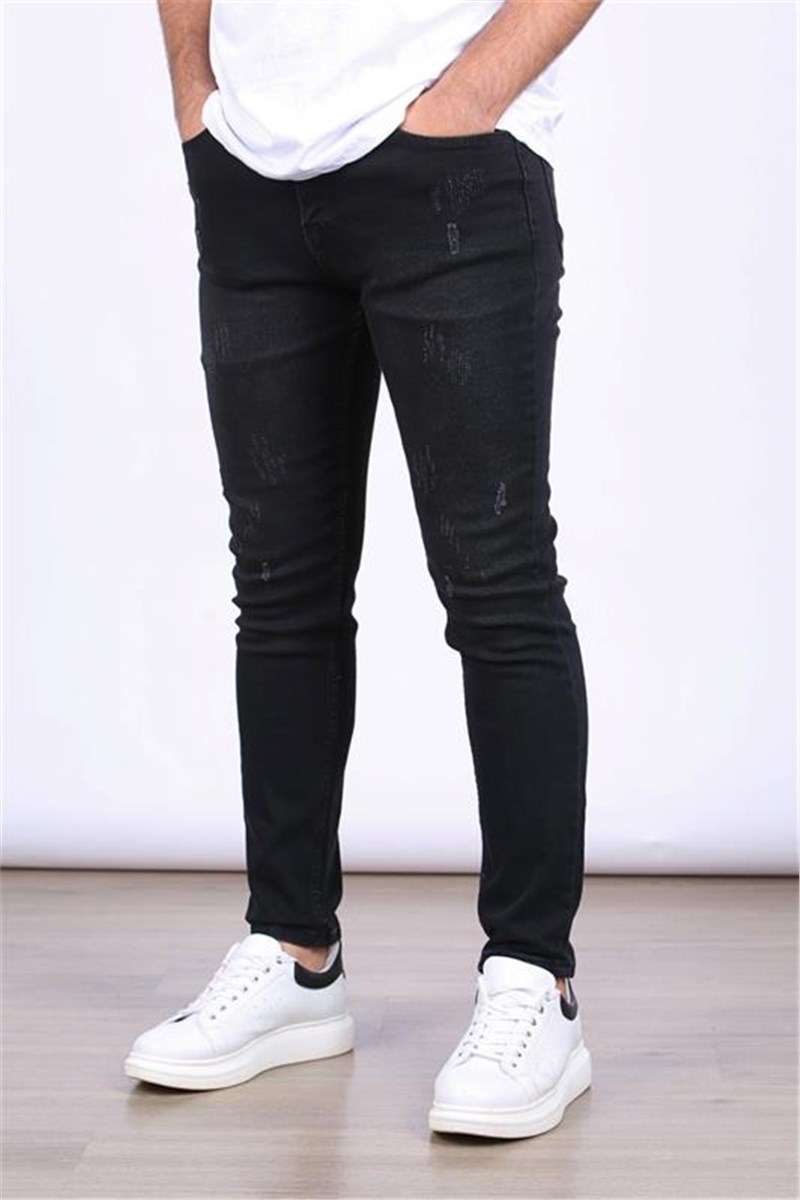 Męskie spodnie skinny fit 5712 - czarne #395349