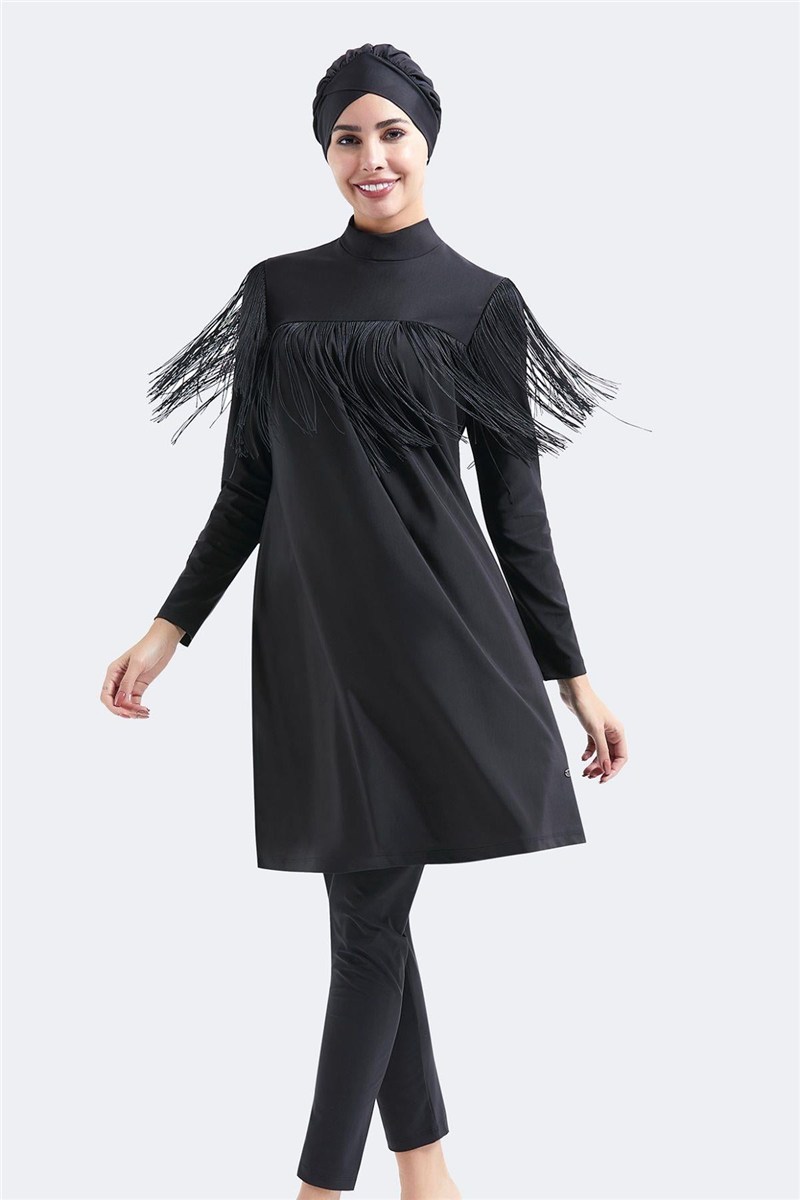 Full Covered 4-Piece Fringe Detail Modest Swimwear C14060  #451248