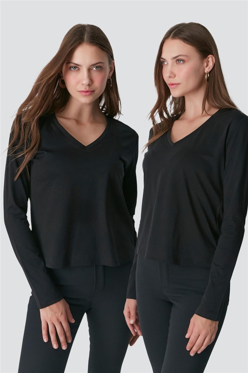 V-Neck Long Sleeve 2-Pack Basic T-Shirt 954  #451391