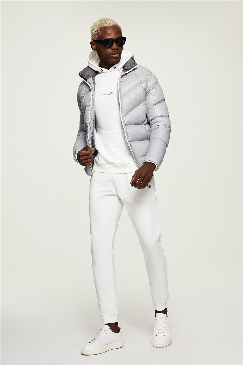Pánska Slim Fit bunda – svetlosivá #363546